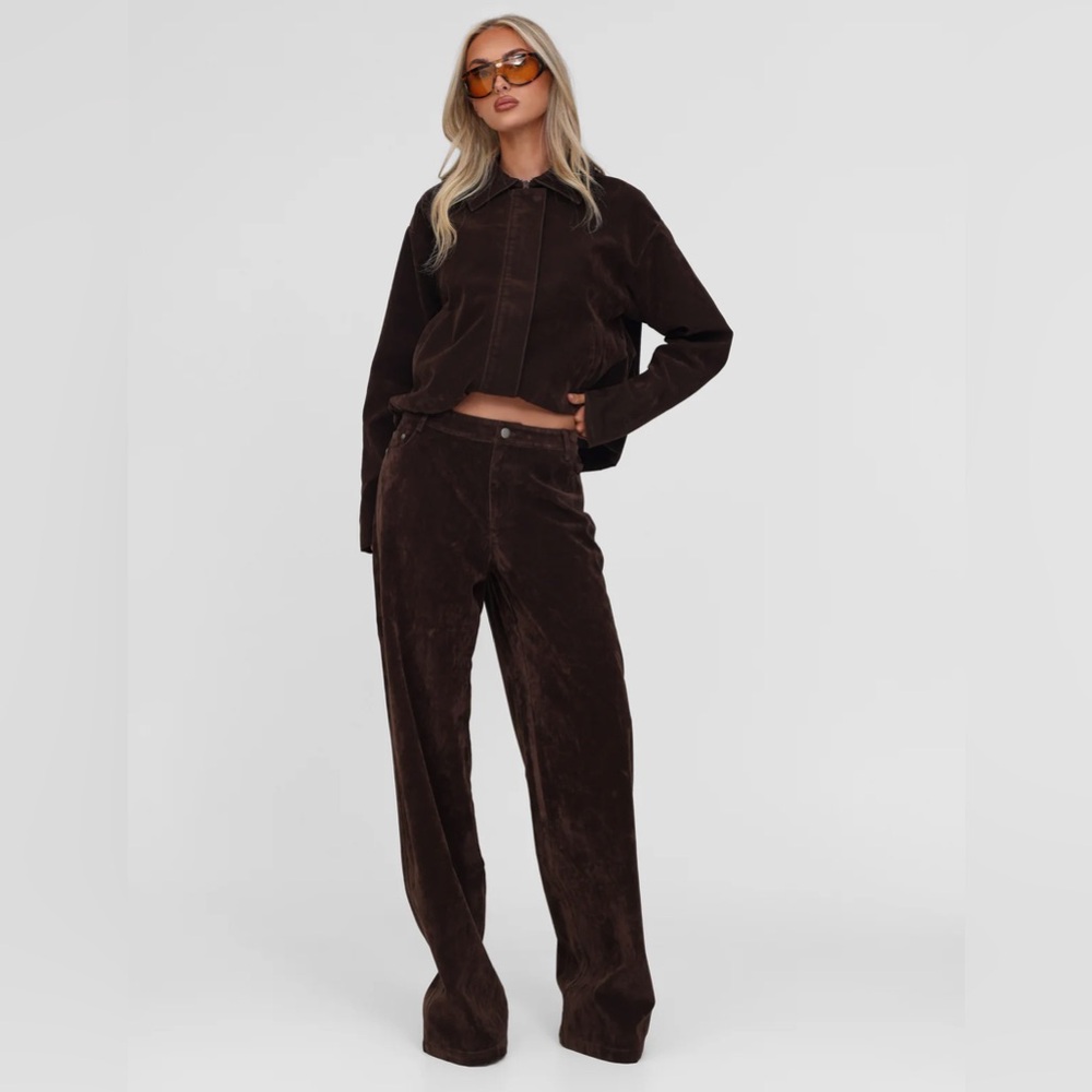 Brown Suede Camellia Pant